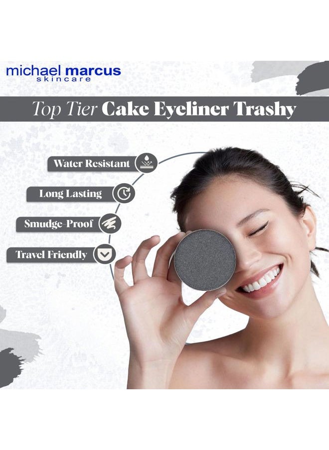 Makeup Cake Eye Liner & Eyeliner Brush (Fantasia) - Water Activated Dry Pressed, Long-Lasting & Smudge Resistant Eyeliner - Cruelty & Paraben Free - For Beginner & Pro Makeup Artist