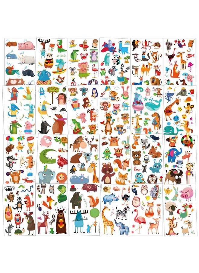 24 Sheets Animal Temporary Tattoos for Kids(230+pcs), Zoo Jungle Sea Animal Fake Tattoos Waterproof Tattoo Sticker Decor for Children Boys Girls Animal Birthday Party Favor Gift Bags Filler