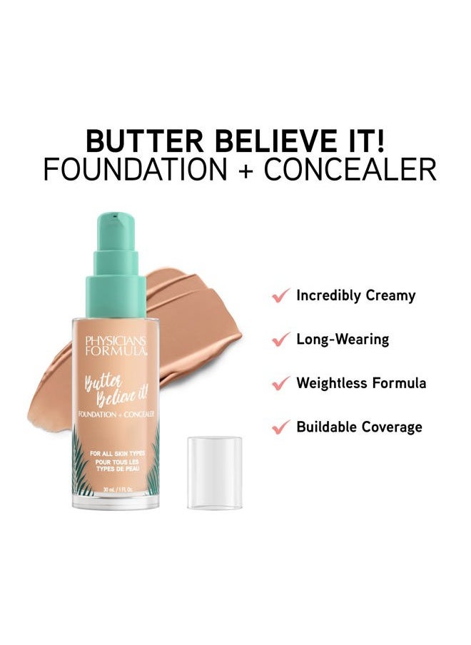 Butter Believe It! Foundation + Concealer Fair-to-Light | Dermatologist Tested, Clinicially Tested
