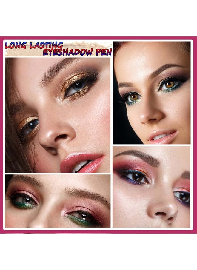 Cream Eyeshadow Stick,Nude Pink Smooth Shimmer Pencil，Hypoallergenic Waterproof Long Lasting Glitter Eye Shadow Pen Highlighter Stick ，Multi-Dimensional Eyes Look (Cream shimmer 02#)