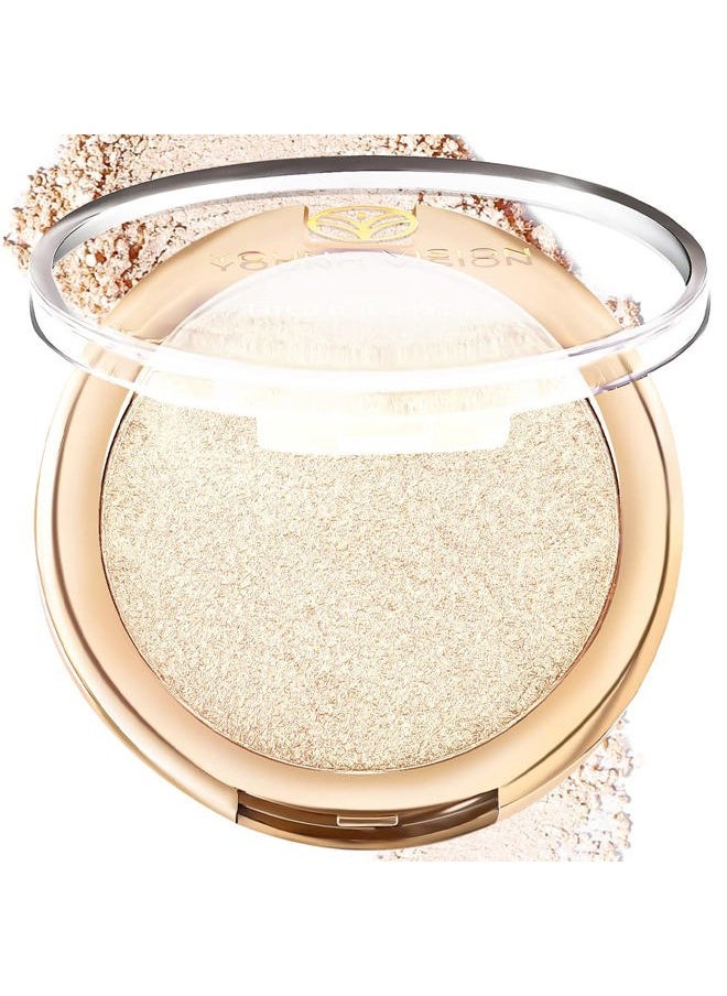 Baked Highlighter Powder Palette, Sheer Pearl Shimmer Shades for Face Highlighter Makeup, Highly Pigmented Iluminadores de Maquillaje, 0.19 Oz(Pack of 1)