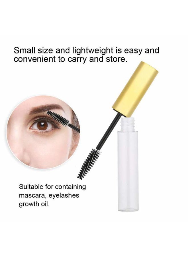 20 Pcs 4ml Transparent Reusable Empty Bottle Tube Container Makeup Vials Cosmetic Tool for Eyelash Growth Oil/Mascara with Rubber Inserts 8 Pcs Funnels (Gold)
