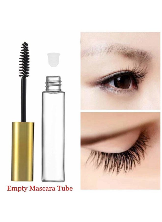 20 Pcs 4ml Transparent Reusable Empty Bottle Tube Container Makeup Vials Cosmetic Tool for Eyelash Growth Oil/Mascara with Rubber Inserts 8 Pcs Funnels (Gold)