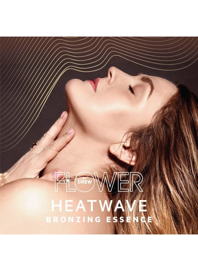 Flower Beauty By Drew Barrymore Heatwave Bronzing Essence Liquid Highlighter + Illuminator Bronzer Drops - Radiant + Natural Glow Finish - Oil-Free Formula - Buildable Coverage
