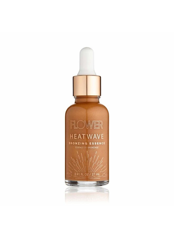 Flower Beauty By Drew Barrymore Heatwave Bronzing Essence Liquid Highlighter + Illuminator Bronzer Drops - Radiant + Natural Glow Finish - Oil-Free Formula - Buildable Coverage