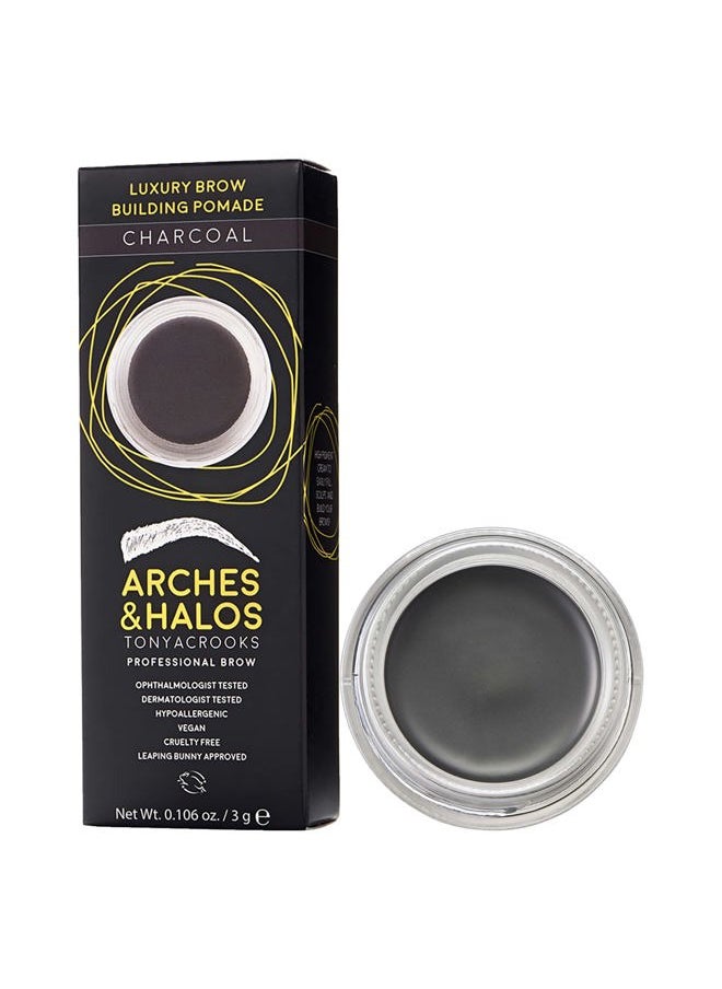 Luxury Brow Building Pomade - Charcoal - Tinting Brow Definer for Sculpting and Shaping Eyebrows - Soft, Smudge-Proof, Silky Texture - Lightweight Cream and Gel Blend - 0.106 oz