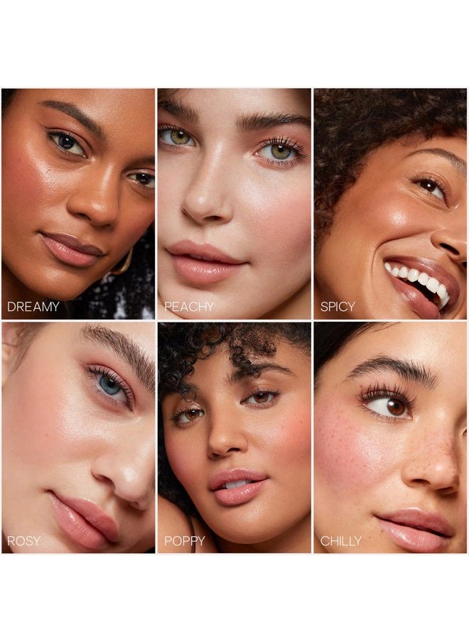 Dew Blush - Lightweight Liquid Blush with a Blendable + Buildable Cream Finish - Dewy Cheek Tint with Doe Foot Wand Makeup Applicator - Spicy (.40 oz)