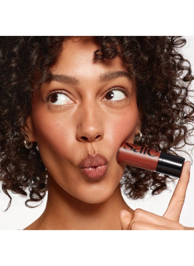 Dew Blush - Lightweight Liquid Blush with a Blendable + Buildable Cream Finish - Dewy Cheek Tint with Doe Foot Wand Makeup Applicator - Spicy (.40 oz)