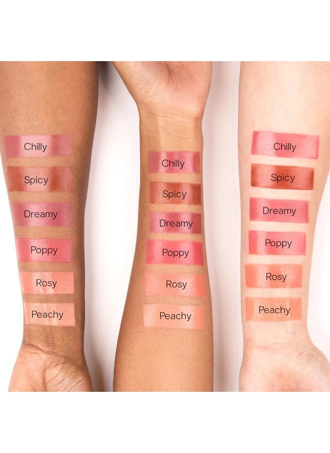 Dew Blush - Lightweight Liquid Blush with a Blendable + Buildable Cream Finish - Dewy Cheek Tint with Doe Foot Wand Makeup Applicator - Spicy (.40 oz)
