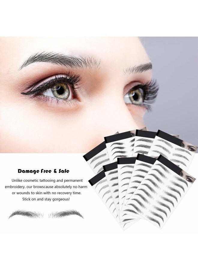 18 Sheets 180 Pair 4d Hair Like Waterproof Eyebrow Tattoos Stickers Eyebrow Transfers Sticker Temporary Brow Tattoo Peel off Grooming Shaping Decal in Arch Style for Women(Brown and Black)