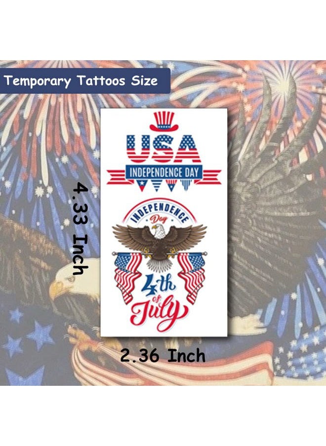 4th of July Patriotic Temporary Tattoos - 20 Sheets American Flag Independence Day Tattoos for USA Theme Party Supplies Favors
