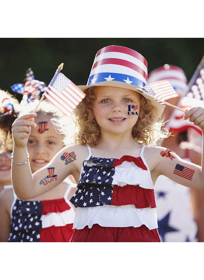 4th of July Patriotic Temporary Tattoos - 20 Sheets American Flag Independence Day Tattoos for USA Theme Party Supplies Favors
