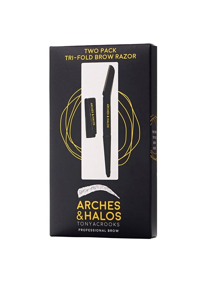 Two Pack Tri-Fold Brow Razor - For Women - Remove Unwanted Hair and Precisely Shape Brows - Soften Skin Without Irritation - Dermatologist Tested - 2 pc