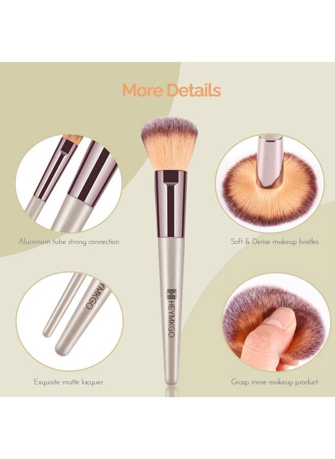 Makeup Brushes Set, HEYMKGO Portable Makeup Brush Set Professional Champagne Gold Premium Synthetic Foundation Brush Powder Concealers Eye Shadows Blush with Cosmetic Bag 10PCS Common Types