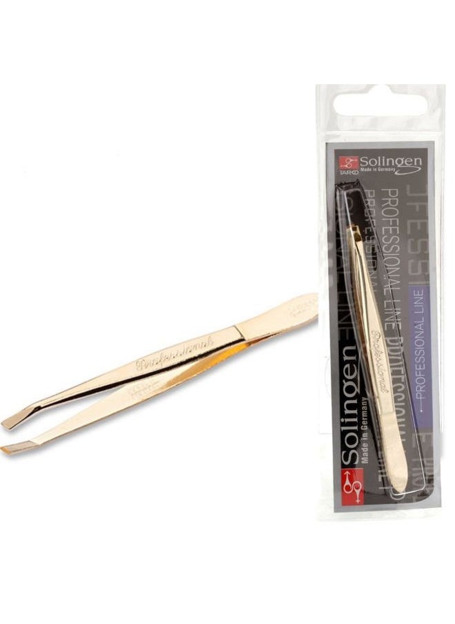 Stainless Steel Professional Slanted Tip Tweezers | Best Shaped for Eyebrows Extensions Chin Cheek Face Facial Hair | Made in Germany