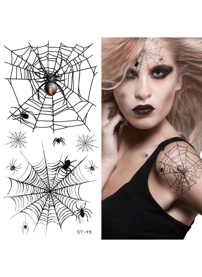 ® Temporary Tattoos - Spiders and Spider Net Horror Cobweb Spider Halloween Tattoos (Horror Cobweb)