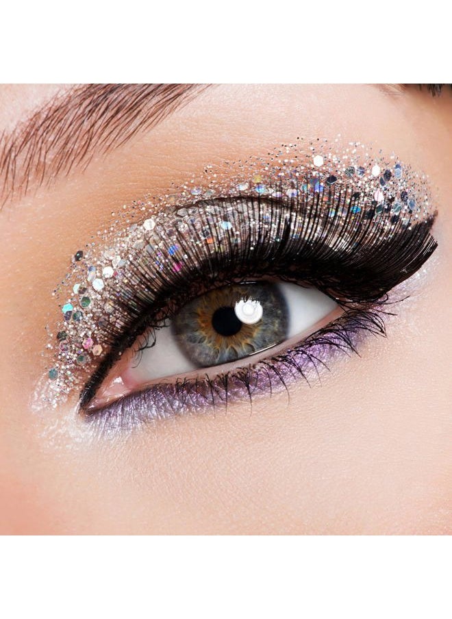 6 Sheets Face Jewels Gems Self-adhesive Rhinestone, 30g Chunky Body Eye Hair Glitter, Rave Festival Outfits Clothes Iridescent Crystals Stickers Rainbow Body Makeup Tattoo Kit(3 luminous)