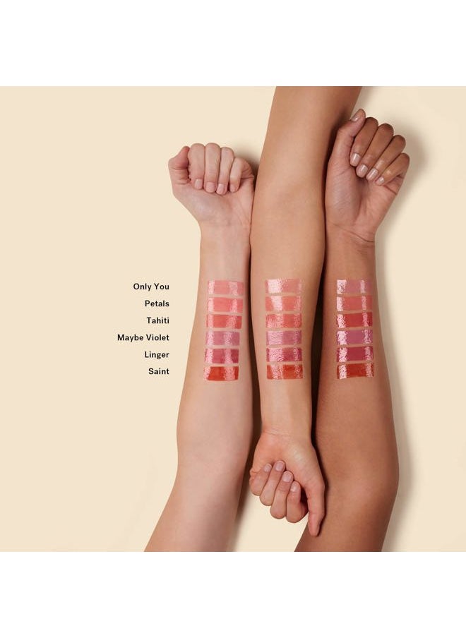 Balmy Gloss Tinted Lip Oil | Non-Toxic, Cruelty-Free, Vegan, Hyaluronic Acid, Non-Sticky for Moisturizing + Plumping (Petals, 0.14 fl oz | 4.3 ml)
