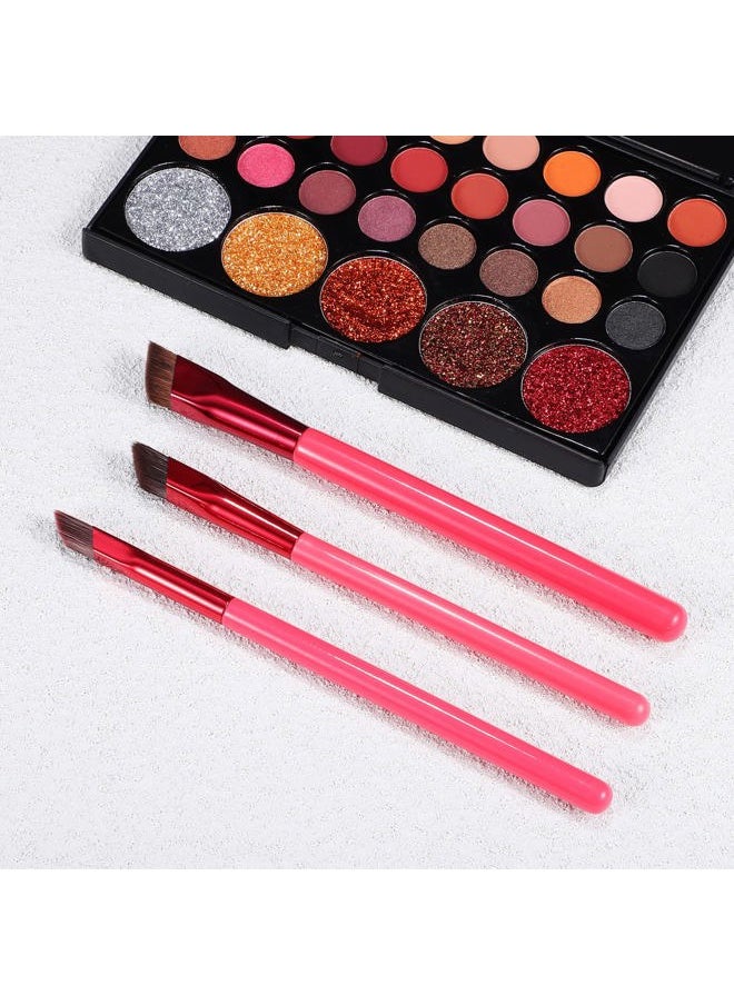 3Pcs 4D Hair Brow Stamp Brush, Multi Function Eyebrow Brush Set Square Angled Eyebrow Brush for Filling Eyebrows and Concealer