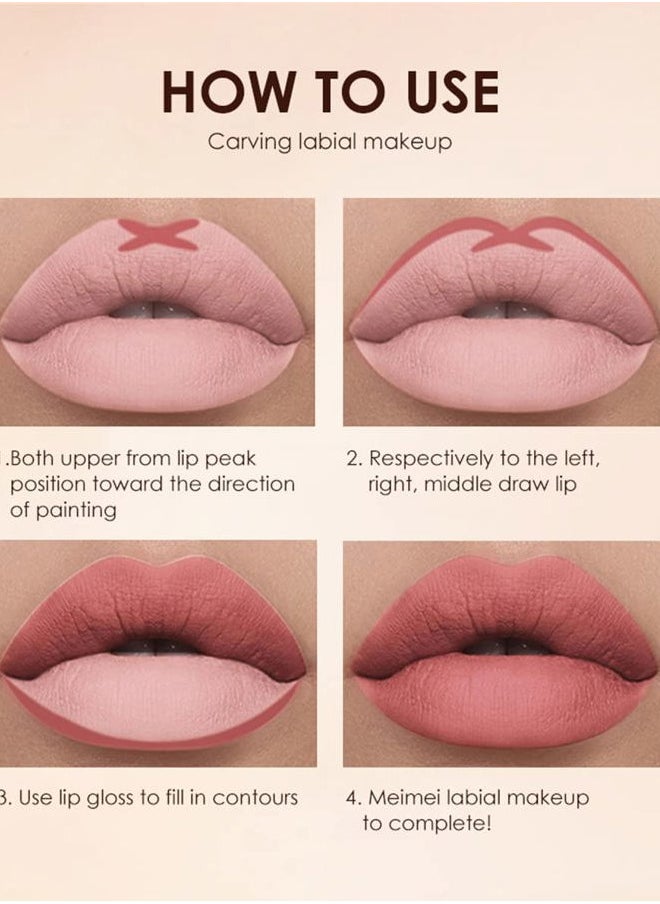 12pcs Lip Liner and Lipstick Set, 6 Velvety Matte Liquid Lipsticks + 6 Matching Smooth Lip Liner One Step Lips Long Lasting Waterproof Makeup Kits Gift Set