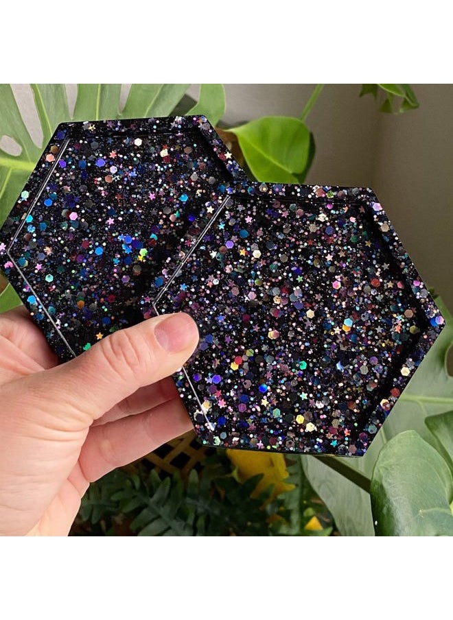Black Glitter 100g/3.5oz Holographic Chunky Sequins, Cosmetic Craft Glitters Set for Resin, Body, Hair, Face, Nail, Slime Festival Party Art and More
