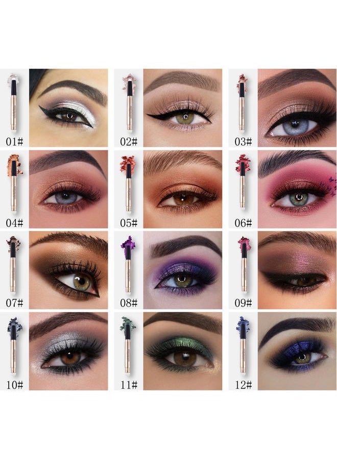 3 Pcs Eyeshadow Stick Makeup Cosmetics Eye Brightener Stick Waterproof Eyeshadow Crayon Pencil with Soft Smudger, Glitter Shimmer Eye Shadow Pen Sets for Eye Makeup (#1#2#3)