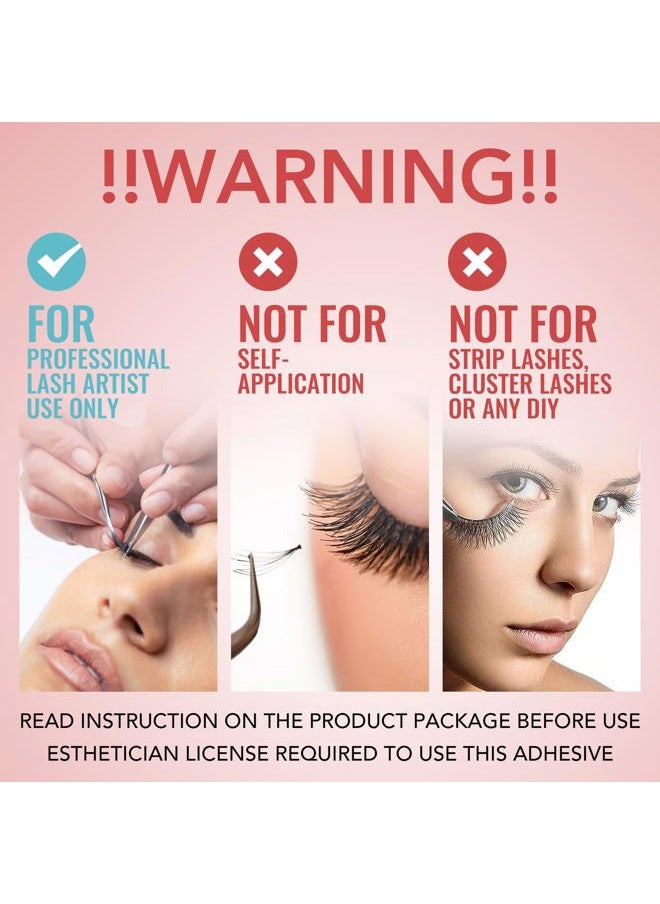 Eyelash Extension Glue Long Retention – 8 Weeks /1 Sec Drying Time/(0.17fl.oz / 5ml) Eyelash Glue for Eyelash Extensions Maximum Bonding/Black Lash Adhesive for Professional USE ONLY