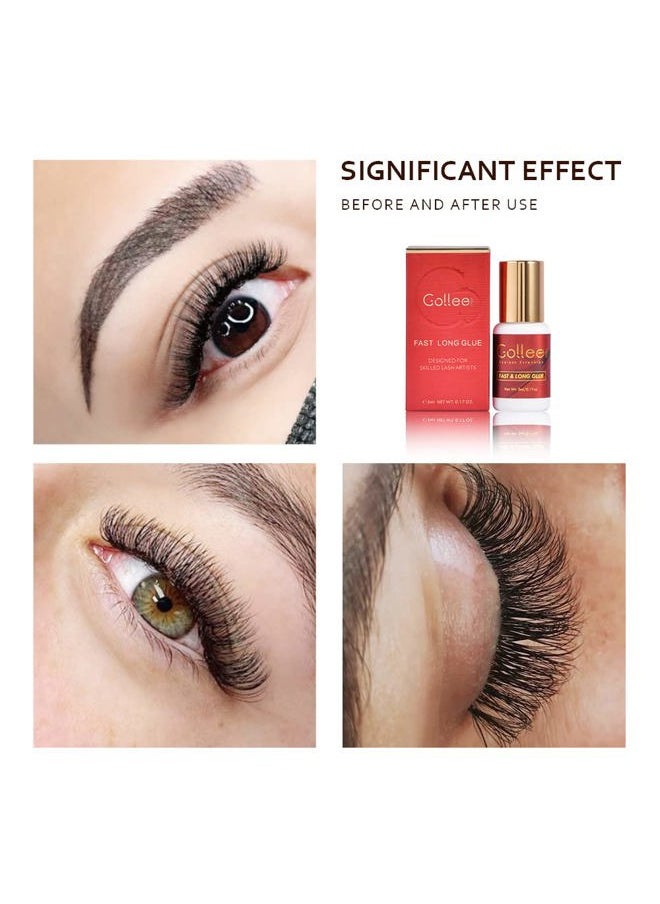 Eyelash Extension Glue Long Retention – 8 Weeks /1 Sec Drying Time/(0.17fl.oz / 5ml) Eyelash Glue for Eyelash Extensions Maximum Bonding/Black Lash Adhesive for Professional USE ONLY