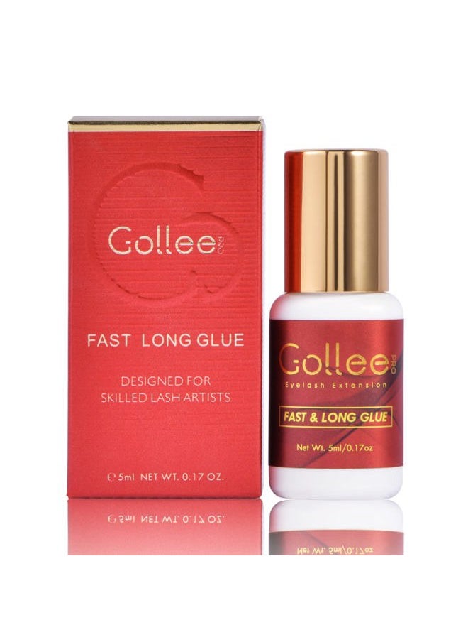 Eyelash Extension Glue Long Retention – 8 Weeks /1 Sec Drying Time/(0.17fl.oz / 5ml) Eyelash Glue for Eyelash Extensions Maximum Bonding/Black Lash Adhesive for Professional USE ONLY
