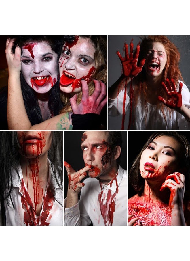 Halloween Fake Blood Makeup Kit - Edible Fake Blood Gel 1.06oz + Fake Blood Spray 1.76oz + Coagulated Blood 1.06oz, Realistic Washable Special Effects SFX Makeup Set for Zombie Vampire Monster Cosplay