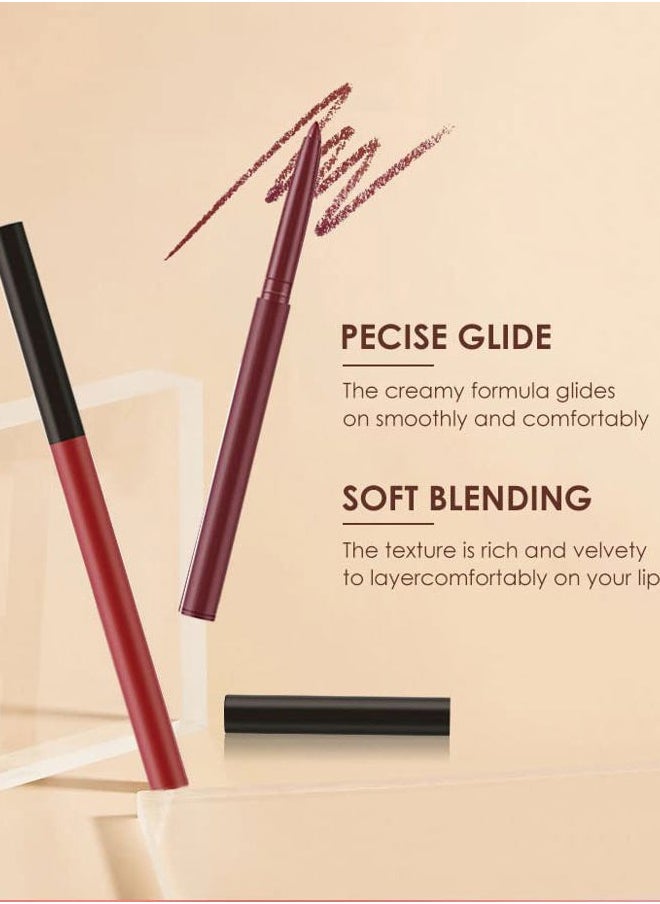 6Pcs Matte Liquid Lipstick and Lip Liner Set, Non-Stick Cup Not Fade Waterproof 24 Hour Lip Gloss Nude Brown Lip Liner Pencil for Women, labiales mate 24 horas originales (Set B)
