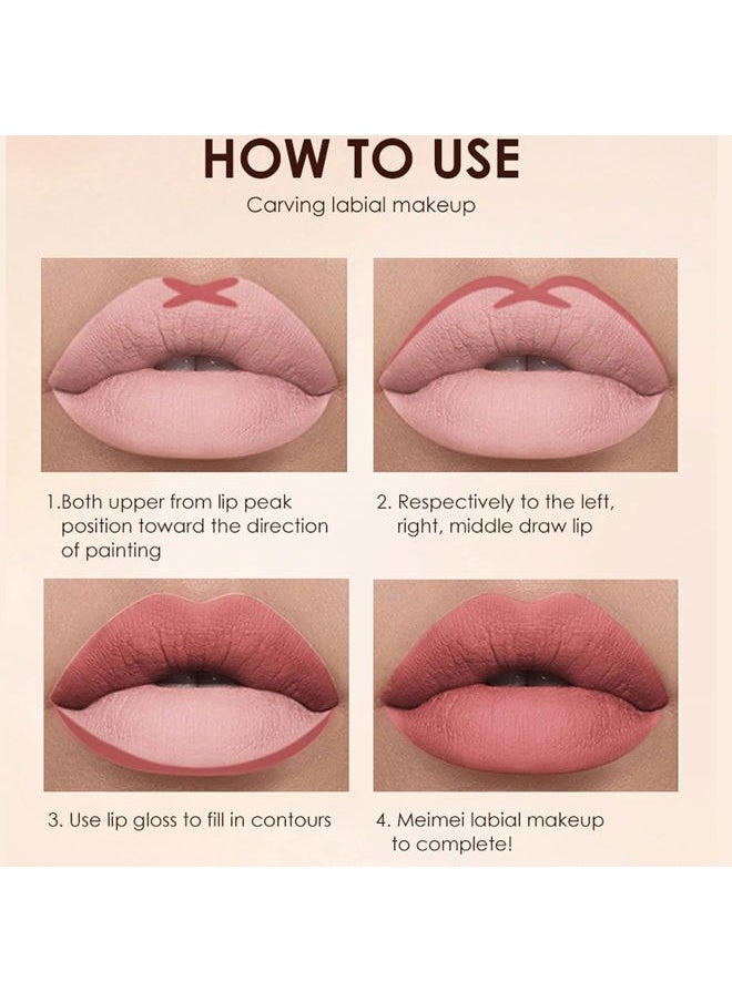 6Pcs Matte Liquid Lipstick and Lip Liner Set, Non-Stick Cup Not Fade Waterproof 24 Hour Lip Gloss Nude Brown Lip Liner Pencil for Women, labiales mate 24 horas originales (Set B)