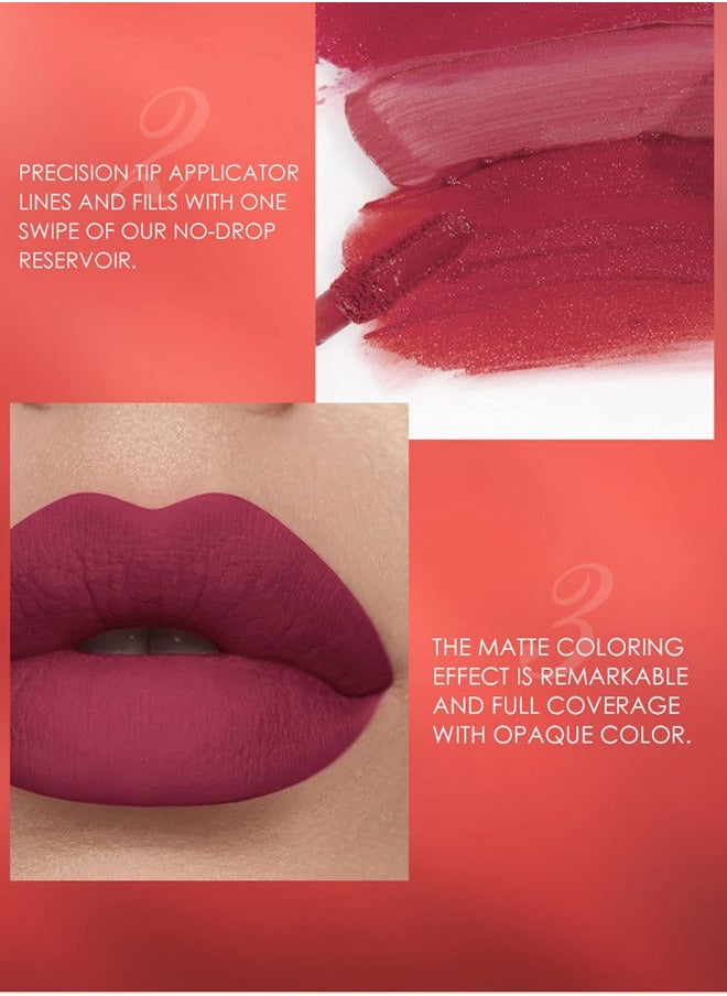 6Pcs Matte Liquid Lipstick and Lip Liner Set, Non-Stick Cup Not Fade Waterproof 24 Hour Lip Gloss Nude Brown Lip Liner Pencil for Women, labiales mate 24 horas originales (Set B)