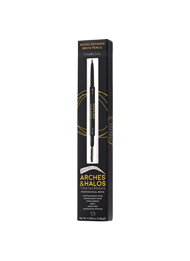 Micro Defining Brow Pencil - For a Fuller and More Defined Brow- Dual Ended Pencil with Brush - Vegan and Cruelty Free Makeup - Charcoal, 0.003 oz