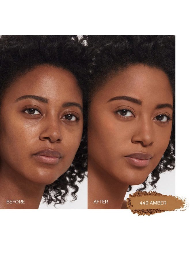 Synchro Skin Self-Refreshing Custom Finish Powder Foundation - 24-Hour Sheer-to-Medium Buildable Coverage with Shine Control - Smudge Proof & Non-Comedogenic - Amber 440