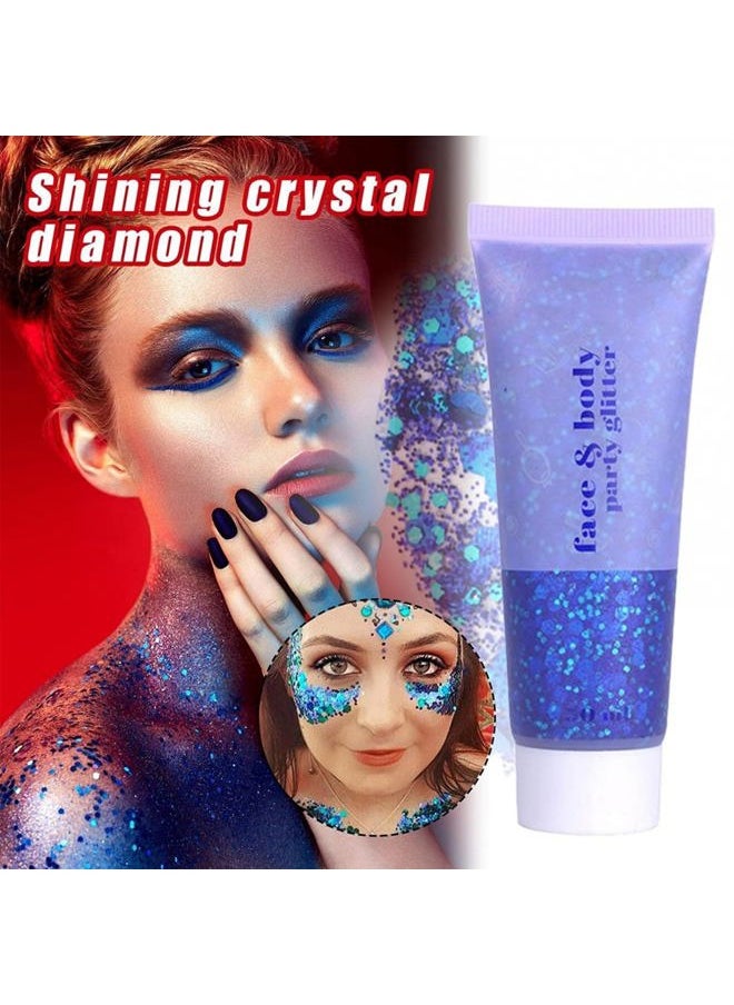 Face Body Glitter Gel 14 Colors Mermaid Sequins Body Glitter Gel Chunky Holographic Glitter Liquid Body Makeup for Face Body Hair Nails (50ml, F04 Hot Pink)