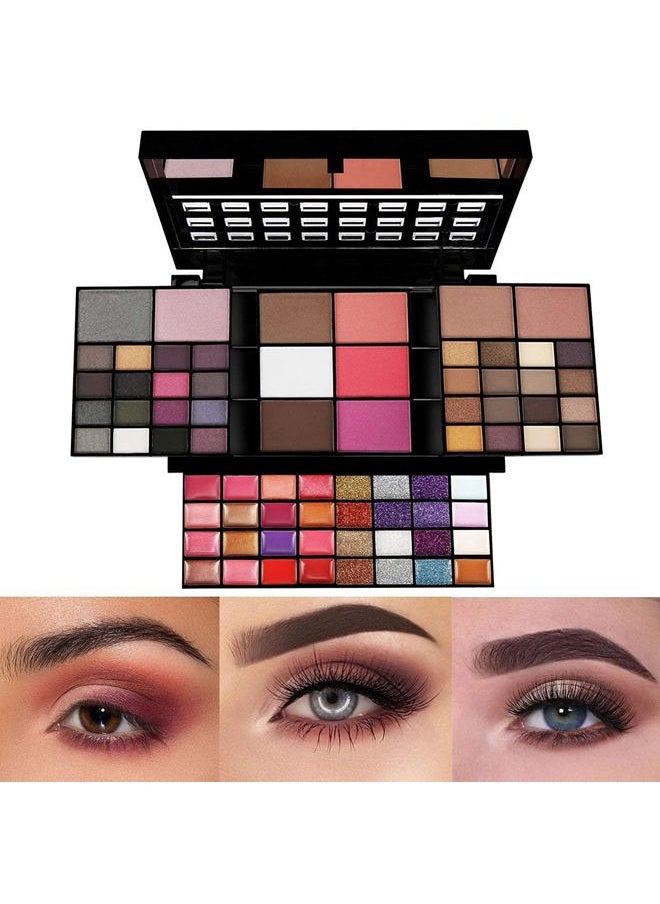 Makeup Kit for Women Full Kit including 36 Eyeshadow Makeup,16 Lip Gloss,12 Glitter Cream, 4 Concealer, 3 Blusher,1 Bronzer, 2 Highlight and Contour - All in One Makeup Kit 74 Colors