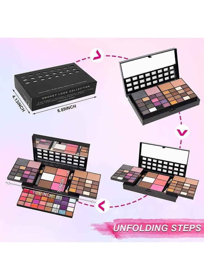 Makeup Kit for Women Full Kit including 36 Eyeshadow Makeup,16 Lip Gloss,12 Glitter Cream, 4 Concealer, 3 Blusher,1 Bronzer, 2 Highlight and Contour - All in One Makeup Kit 74 Colors