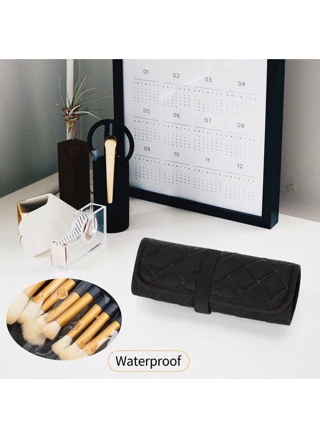 Makeup Brush Holder,Makeup Brush Organizer,Travel Makeup Brushes Bag Cosmetic Bags Pouch for Women Brushes Case Makeup Artist -Black Rhombus
