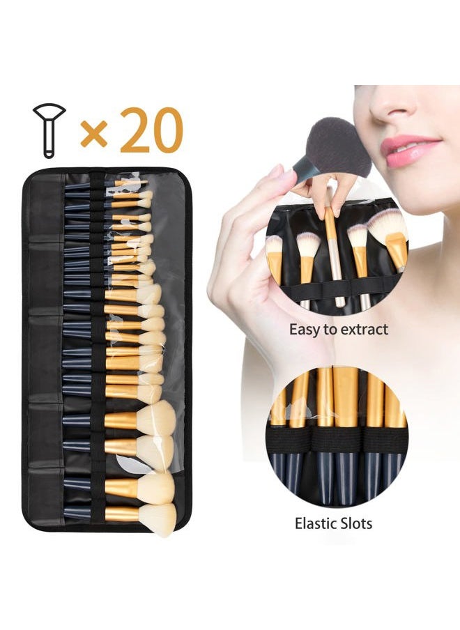Makeup Brush Holder,Makeup Brush Organizer,Travel Makeup Brushes Bag Cosmetic Bags Pouch for Women Brushes Case Makeup Artist -Black Rhombus