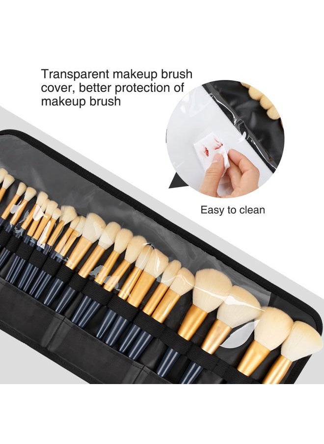 Makeup Brush Holder,Makeup Brush Organizer,Travel Makeup Brushes Bag Cosmetic Bags Pouch for Women Brushes Case Makeup Artist -Black Rhombus