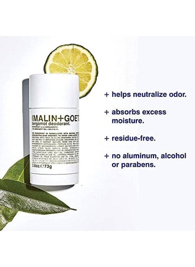 Malin + Goetz Bergamot Deodorant, 2.6 oz. - Men & Women's Stick Deodorant, Scented Deodorant for All Skin Types, Natural Fragrance & Color, Aluminum Free Natural Deodorant