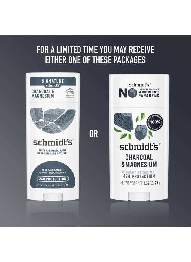 Aluminum-Free Vegan Deodorant Charcoal & Magnesium with 48 Hour Odor Protection, 2 Count for Women and Men, Natural Ingredients, Cruelty-Free, 2.65 oz, Pack of 2