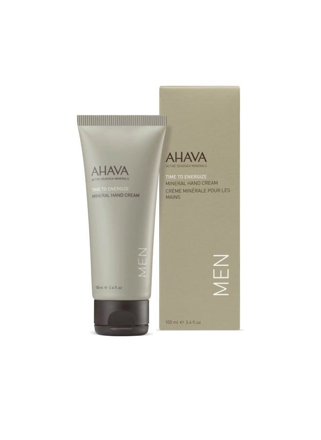 Men's Mineral Hand Cream - Nourishing & Fast-Absorbing, Smoothes & Relieves Hands, Prevents Dryness, enriched with G-Force: Ginger Root, Ginseng, Ginkgo Biloba Leaf & Green Tea, 3.4 Fl.Oz