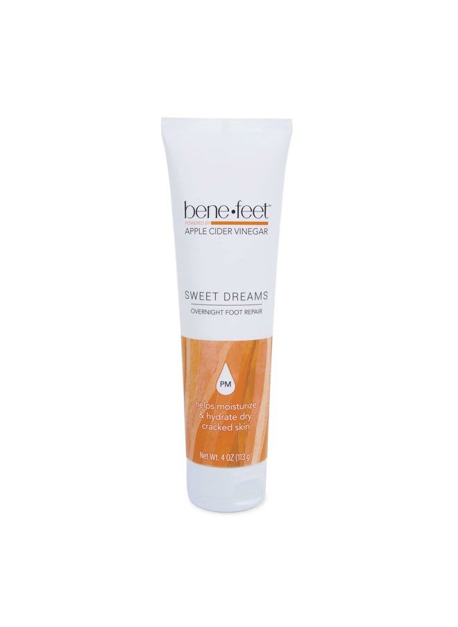 Sweet Dreams Overnight Foot Repair - Night Cream for Detox, Moisturize & Soften Dry Cracked Skin, With Apple Cider Vinegar, Turmeric & Borage Oil, 4oz