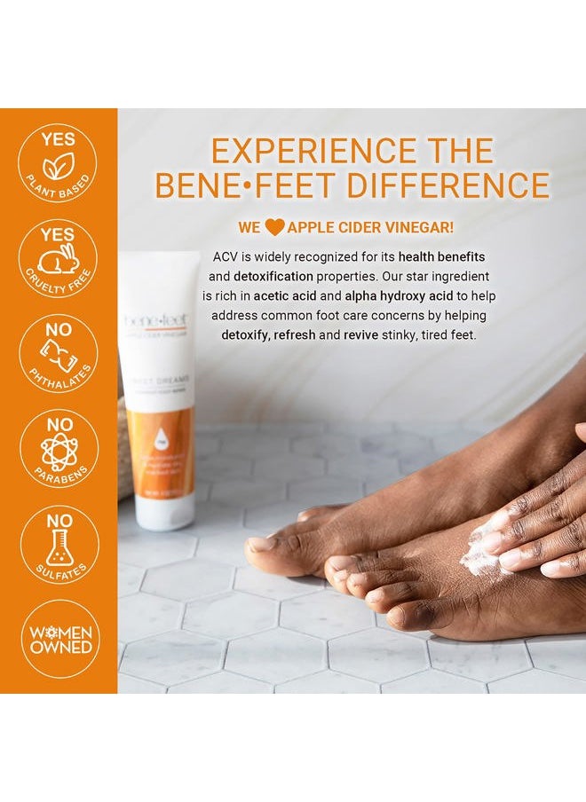 Sweet Dreams Overnight Foot Repair - Night Cream for Detox, Moisturize & Soften Dry Cracked Skin, With Apple Cider Vinegar, Turmeric & Borage Oil, 4oz