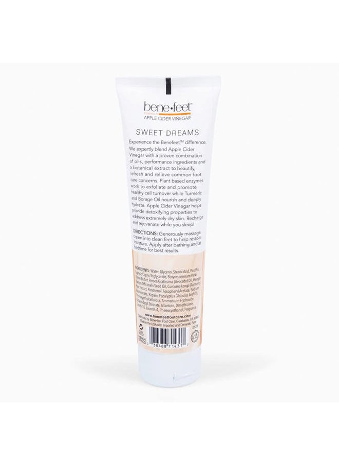 Sweet Dreams Overnight Foot Repair - Night Cream for Detox, Moisturize & Soften Dry Cracked Skin, With Apple Cider Vinegar, Turmeric & Borage Oil, 4oz