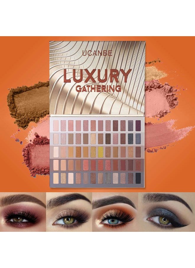 Luxury Gathering Neutral Eyeshadow Makeup Palette, Naked Shimmer Matte Metallic Glitter Subtle Eyes Shadow,High Pigmented Nudes Creamy Smokey Pallet Set