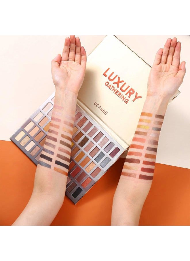Luxury Gathering Neutral Eyeshadow Makeup Palette, Naked Shimmer Matte Metallic Glitter Subtle Eyes Shadow,High Pigmented Nudes Creamy Smokey Pallet Set