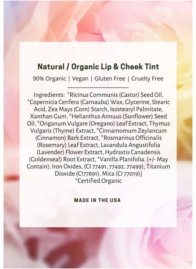 Natural Organic Cream Blush Stick Cheek Tint, 100% Natural, Vegan, Gluten Free, Cruelty Free, Made in the USA, 0.18 oz. (Blush)